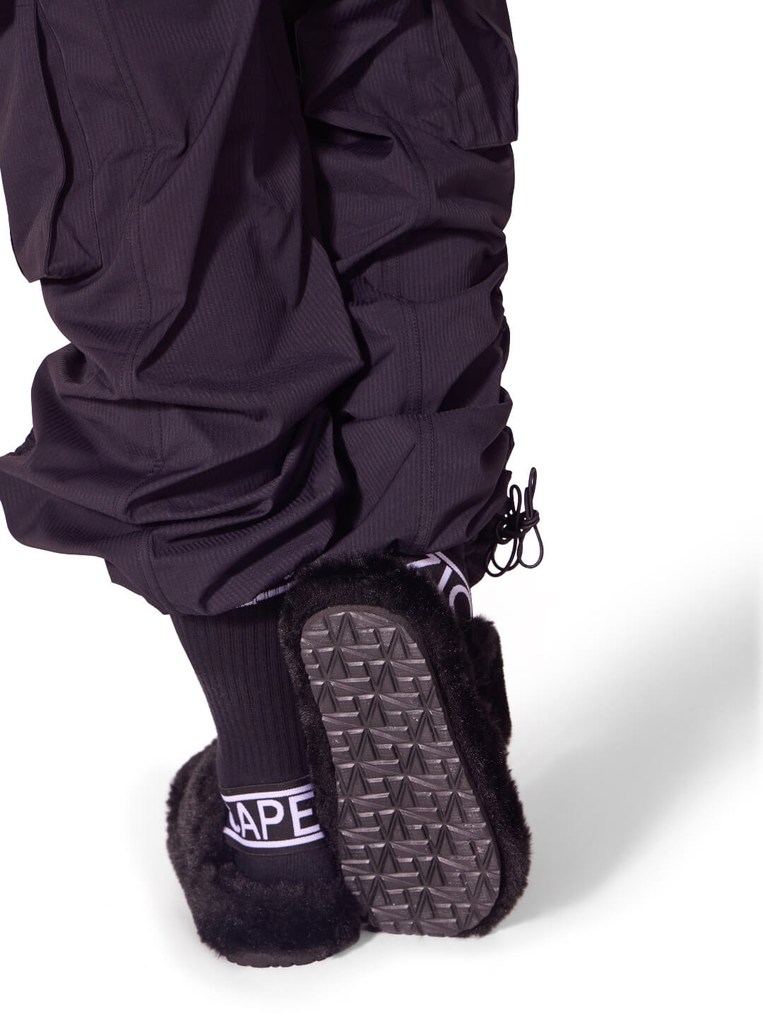 Varsity Plush Slipper black back view