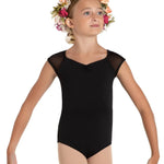 Daisy Cap Sleeve Leotard Black front view