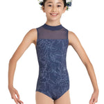 Hyacinth Leotard Outline Floral Blue front view