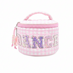 Dance Gingham Round Glam Bag Pink front view