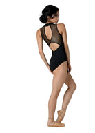 Mock Neck Leotard Black back view