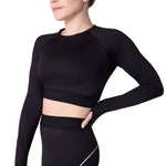 Long Sleeve Crop Top Black front view