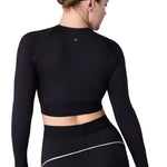 Long Sleeve Crop Top Black back view
