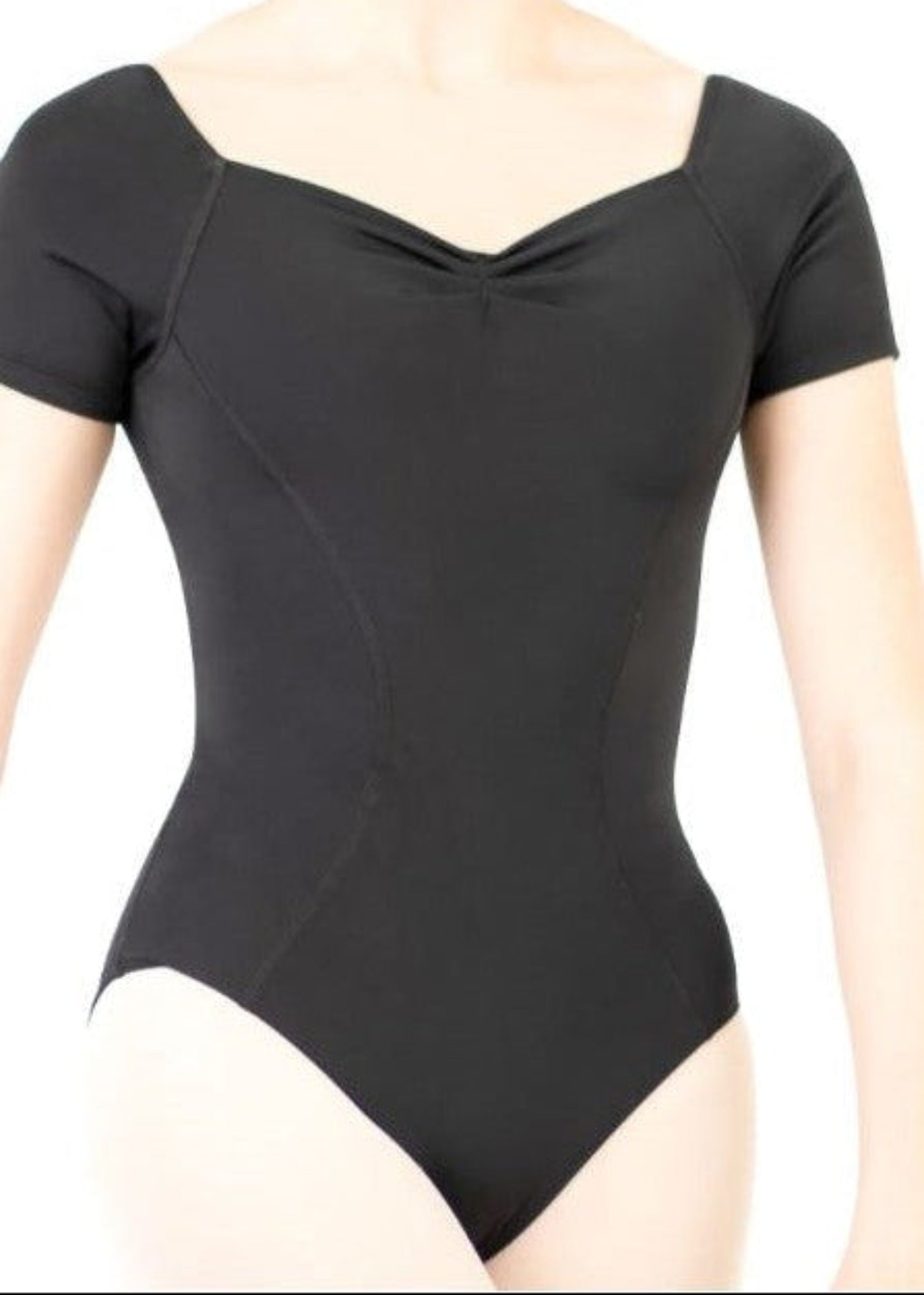 Giselle Cap Sleeve Leotard Black detail view