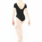 Giselle Cap Sleeve Leotard Black back view