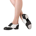 Bloch Leather tap shoe in black and white, lifestyle view showing wingtip styling and Ultratone taps