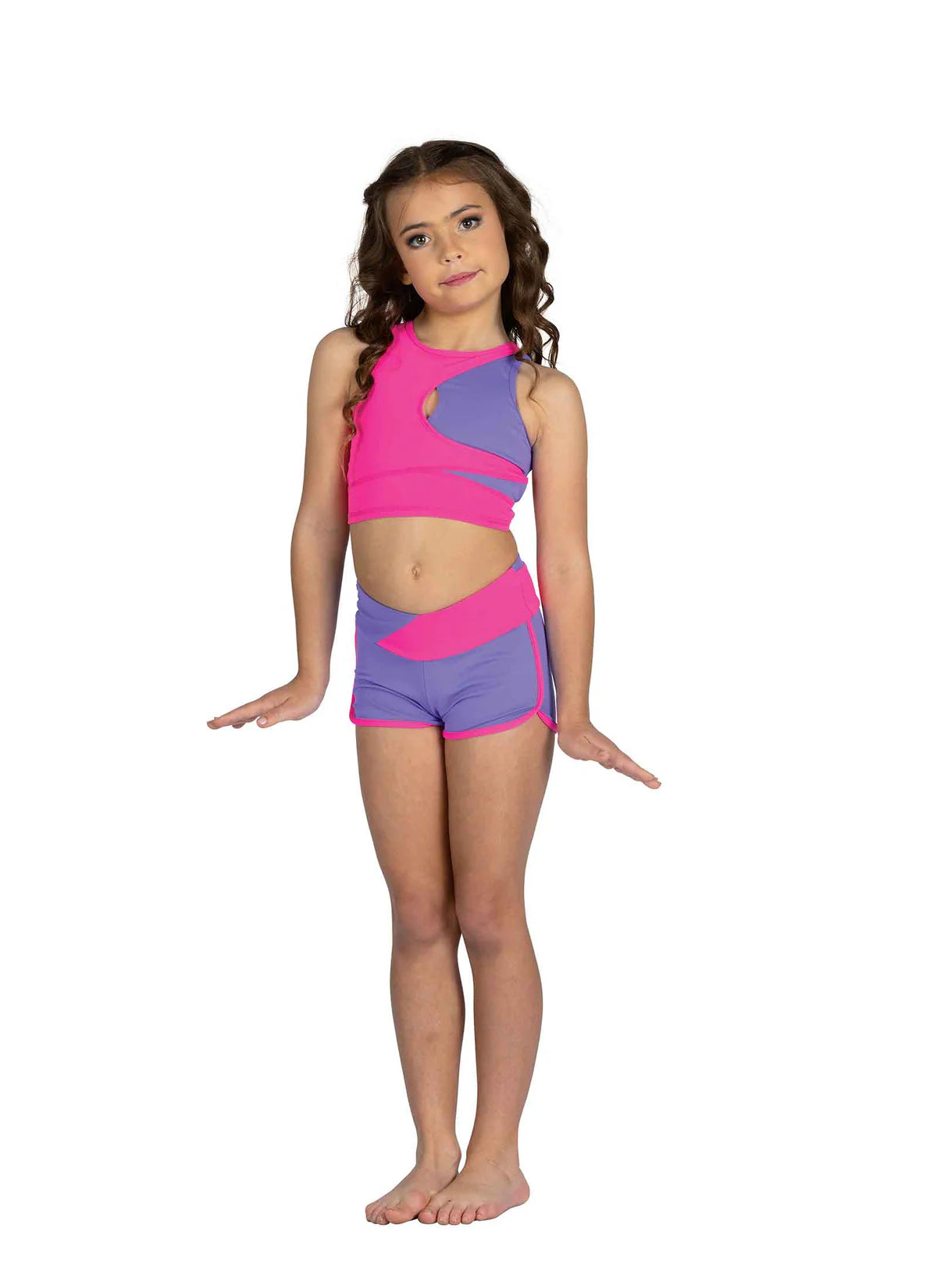 Lulu Top – 25300C Bright Lavender/Neon Pink front view