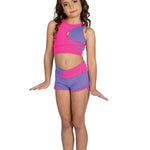 Lulu Top Bright Lavender/Neon Pink front view