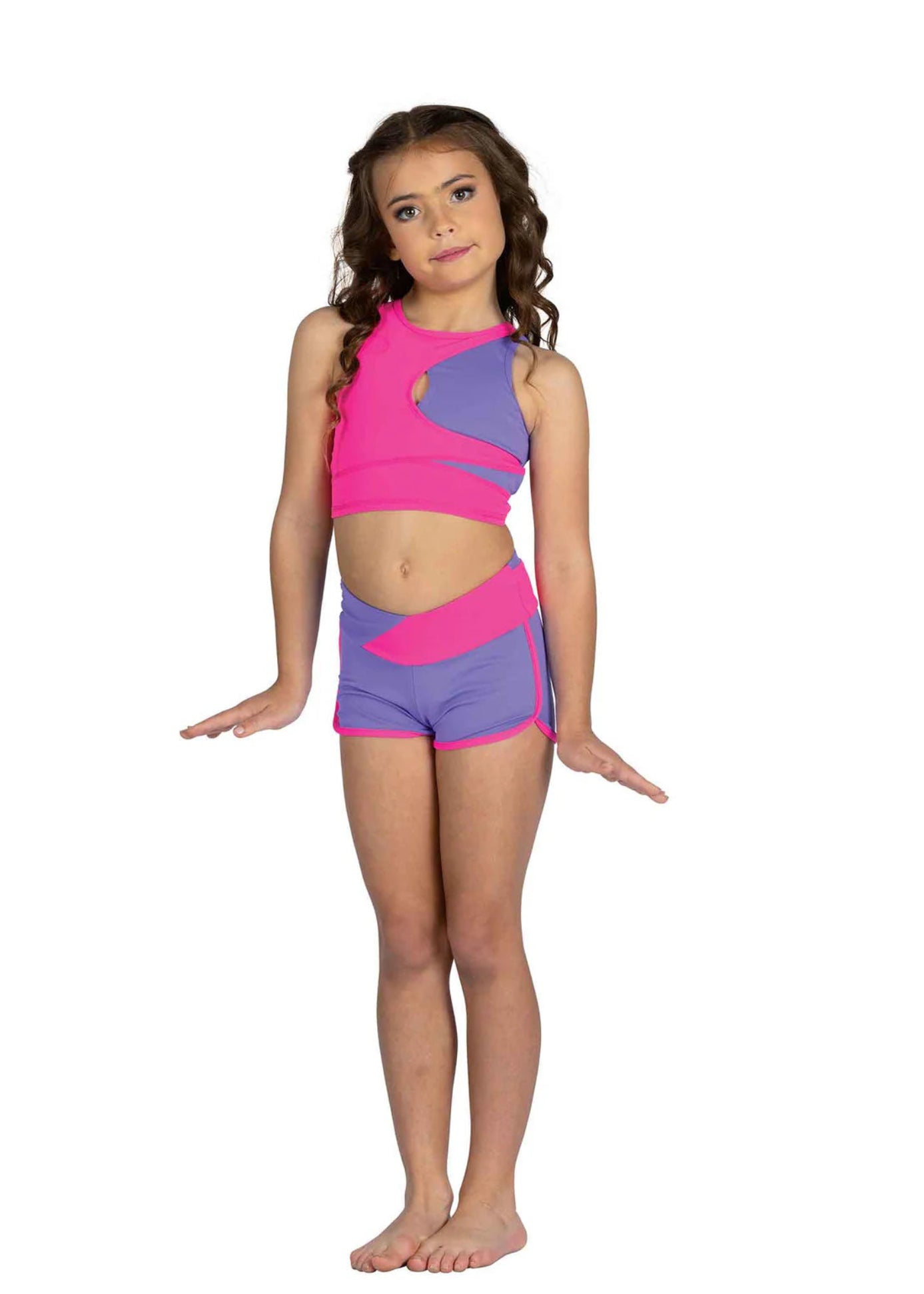 Lulu Top Bright Lavender/Neon Pink front view