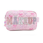 Makeup Bow Pouch Pink front view