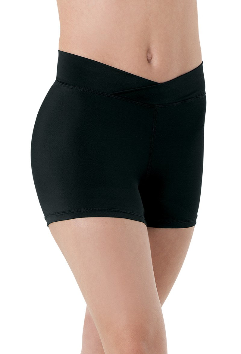 V Waist Interlock Short Black front view