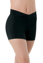 V Waist Interlock Short Black front view