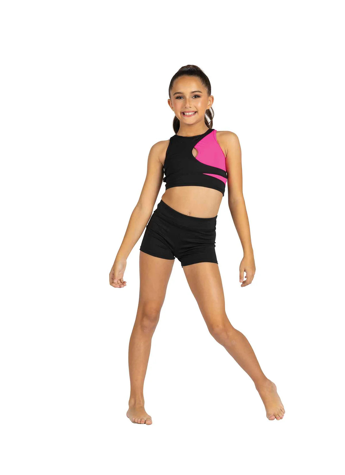 Lulu Top – 25300C Black/Neon Pink front view