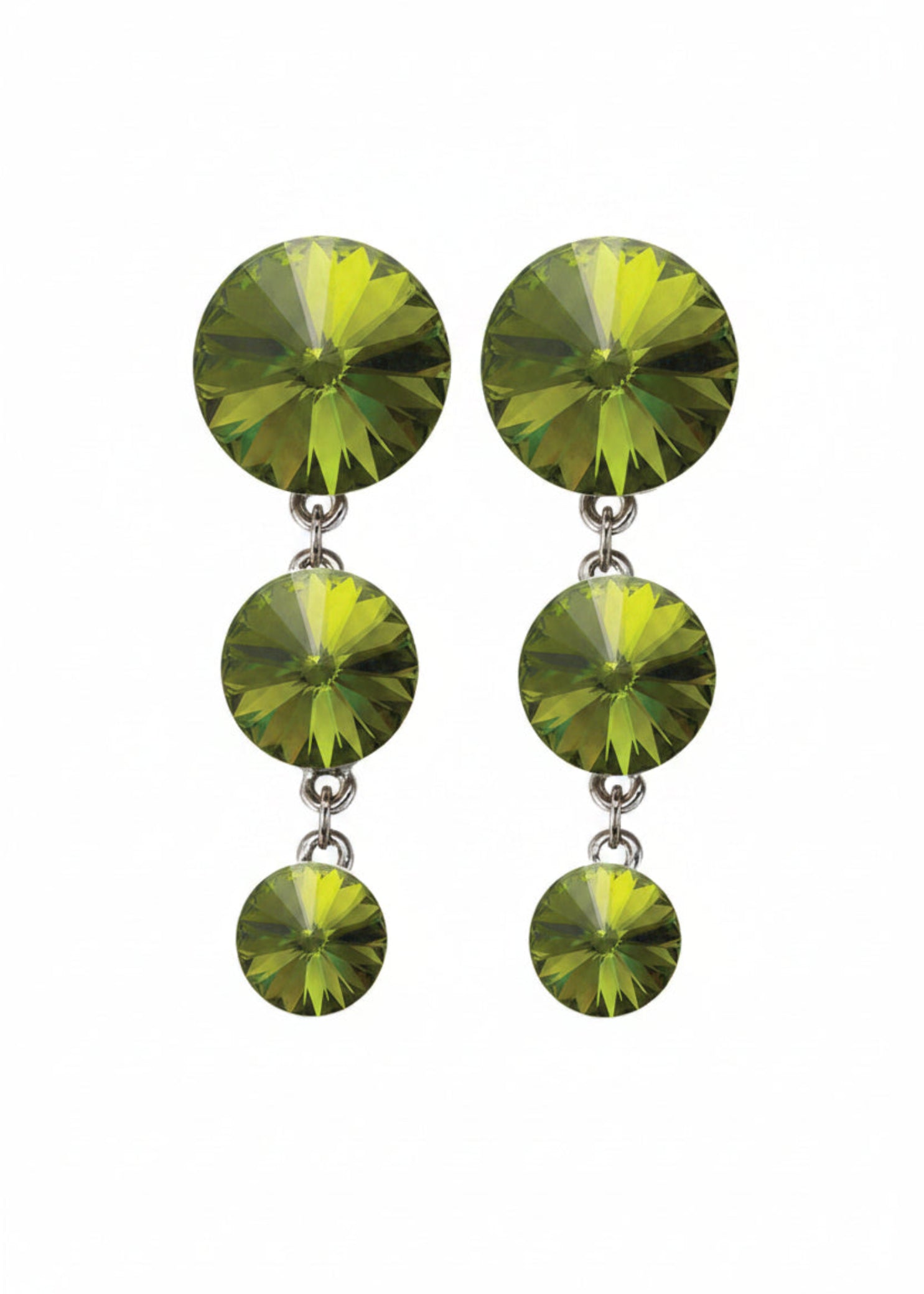 Graduated Drop Earrings Olivine