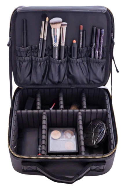 Cosmetic Case with LED Light black inside view