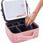 Cosmetic Case with LED Light pink inside view