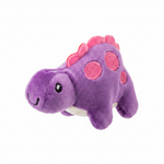 Purple 4-inch dinosaur stress squeeze toy with soft squeezable construction for on-the-go stress relief
