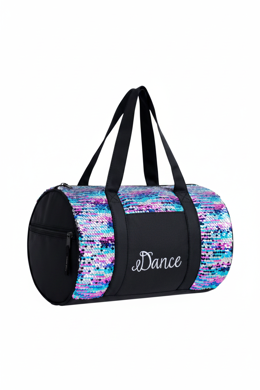 Striped Sequins Duffel Bag black