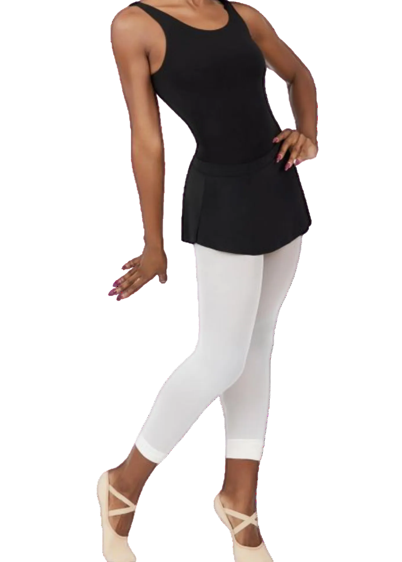 Curved Pull On Skirt Black front view