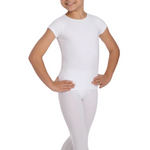 Bodywrappers Nylon/Spandex Boys' Short Sleeve Shirt in White, front view showing short sleeves and snug fit