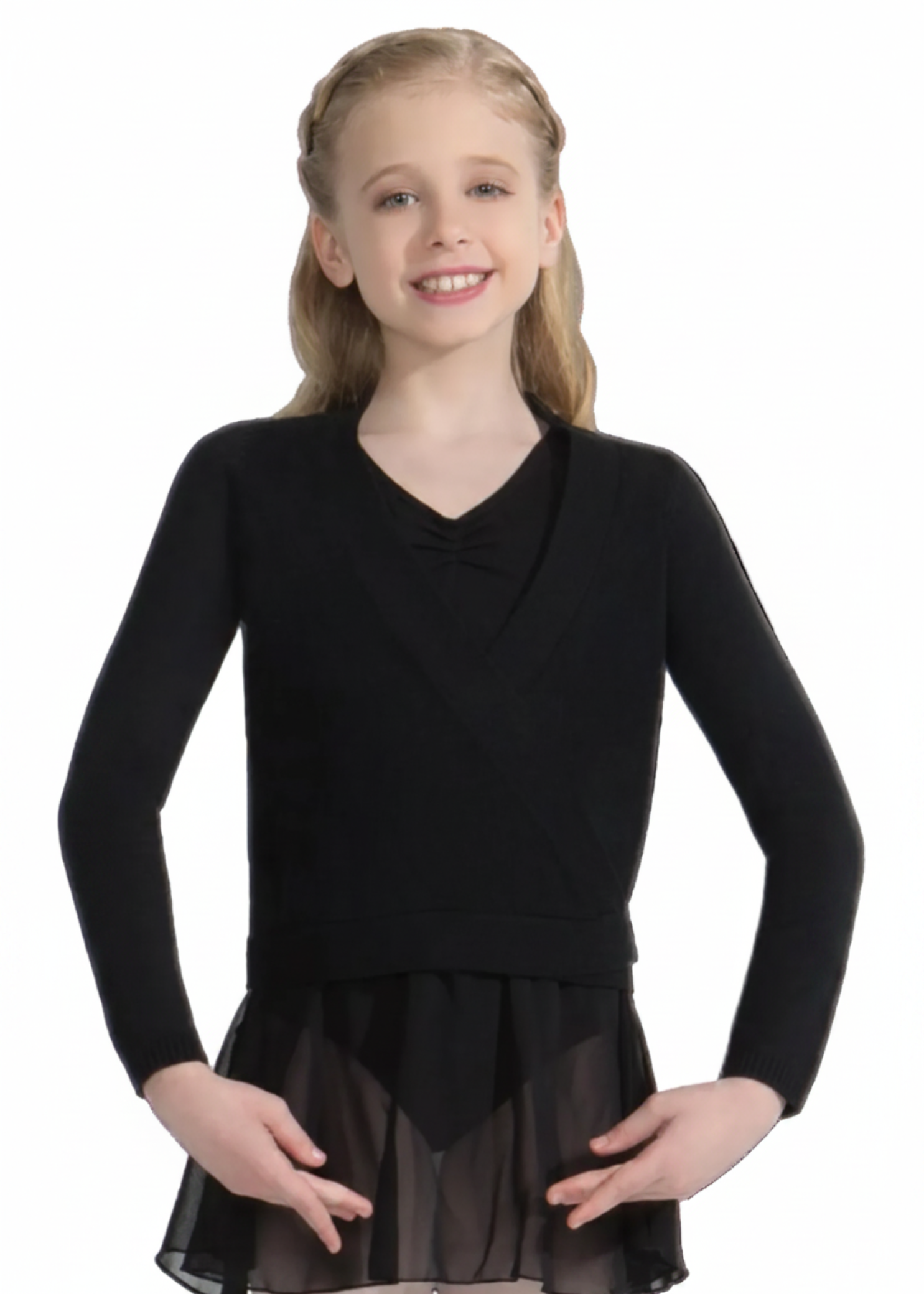 Wrap Sweater Black front view