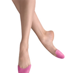 Bloch Soft Gel Pink Toe Pad in Pink, lifestyle view showing pink gel toe pads worn on both feet en pointe