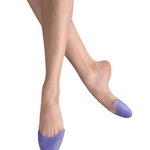 Bloch Soft Pointe Pro Purple Gel Pad in Purple, lifestyle view showing purple gel toe pads worn on both feet en pointe
