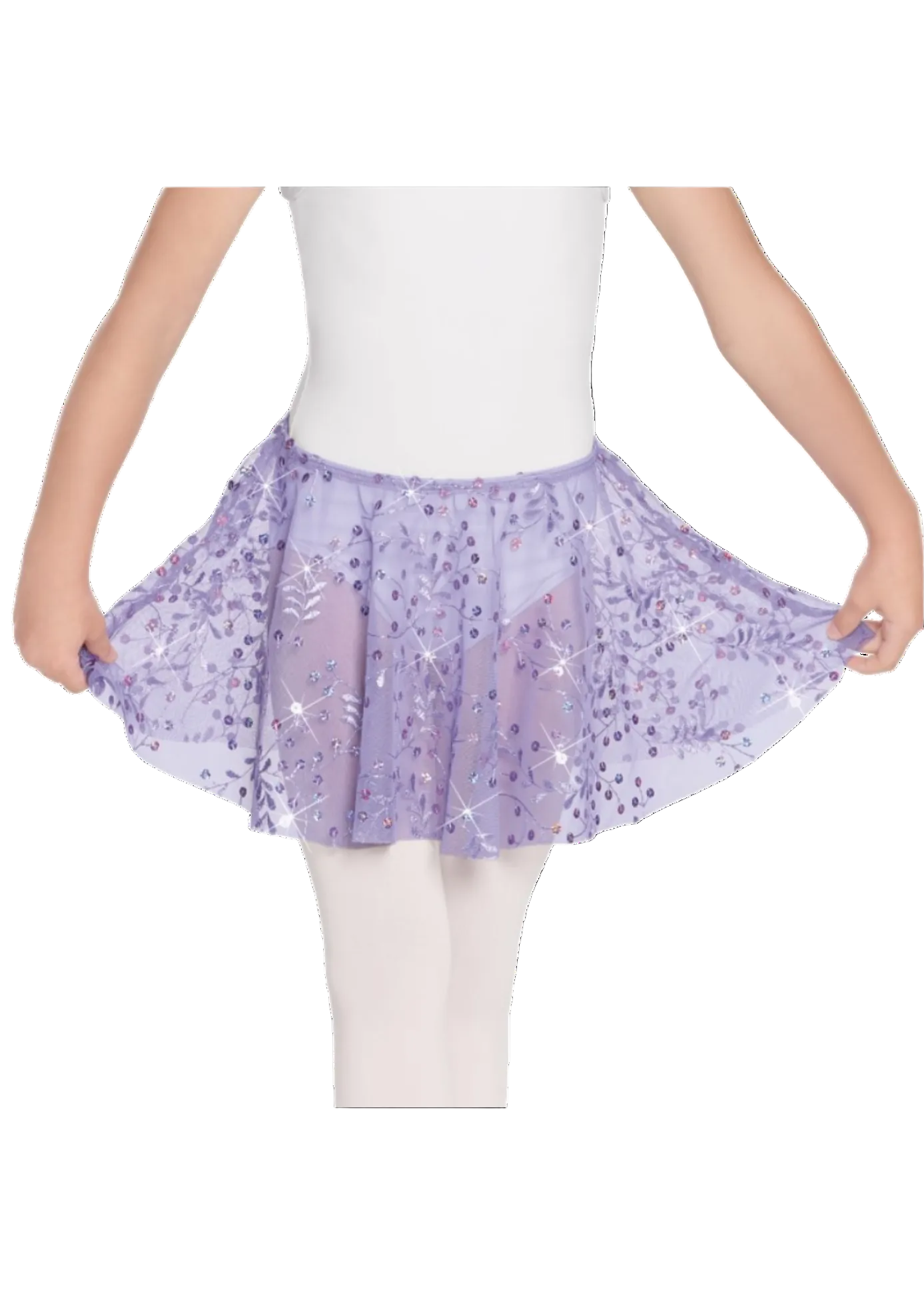 Sequin Mesh Skirt Lilac front view