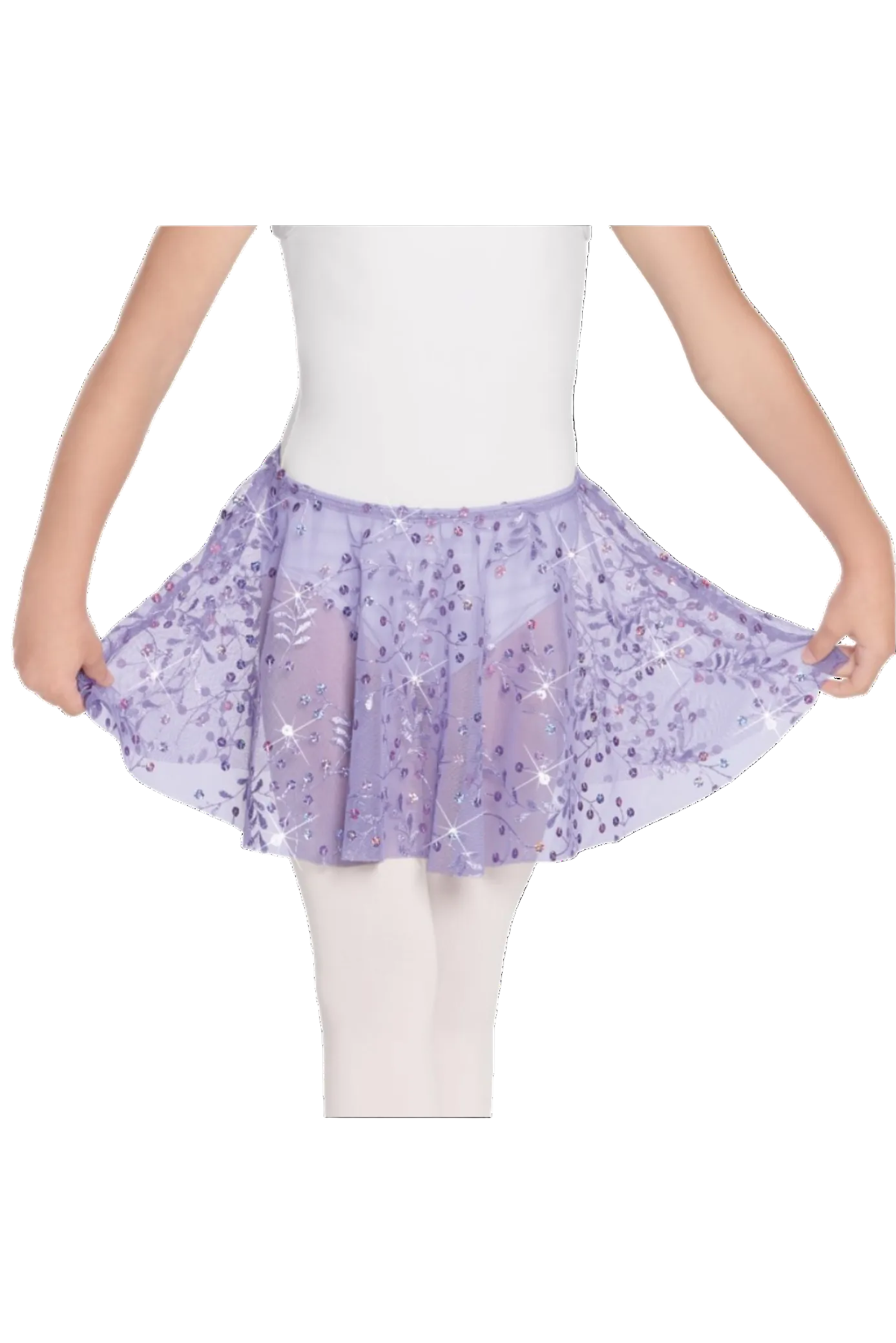 Sequin Mesh Skirt Lilac front view