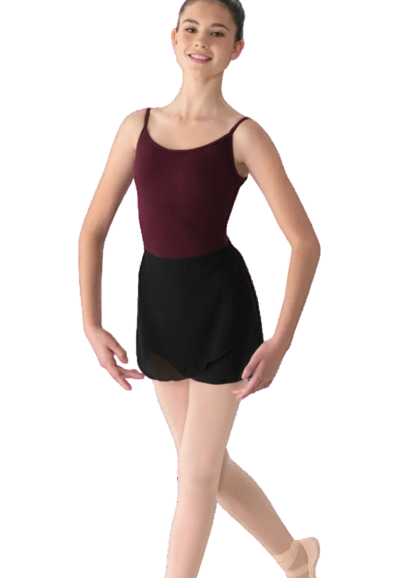Georgette Wrap Skirt Black front view