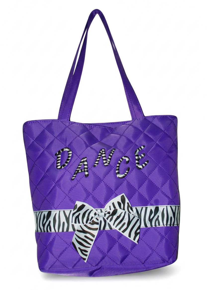 Zebra Ribbon Tote Purple front view