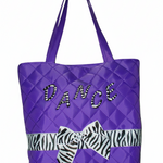 Zebra Ribbon Tote Purple front view