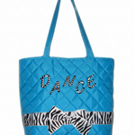Zebra Ribbon Tote Turquoise front view
