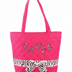 Zebra Ribbon Tote Fuchsia front view