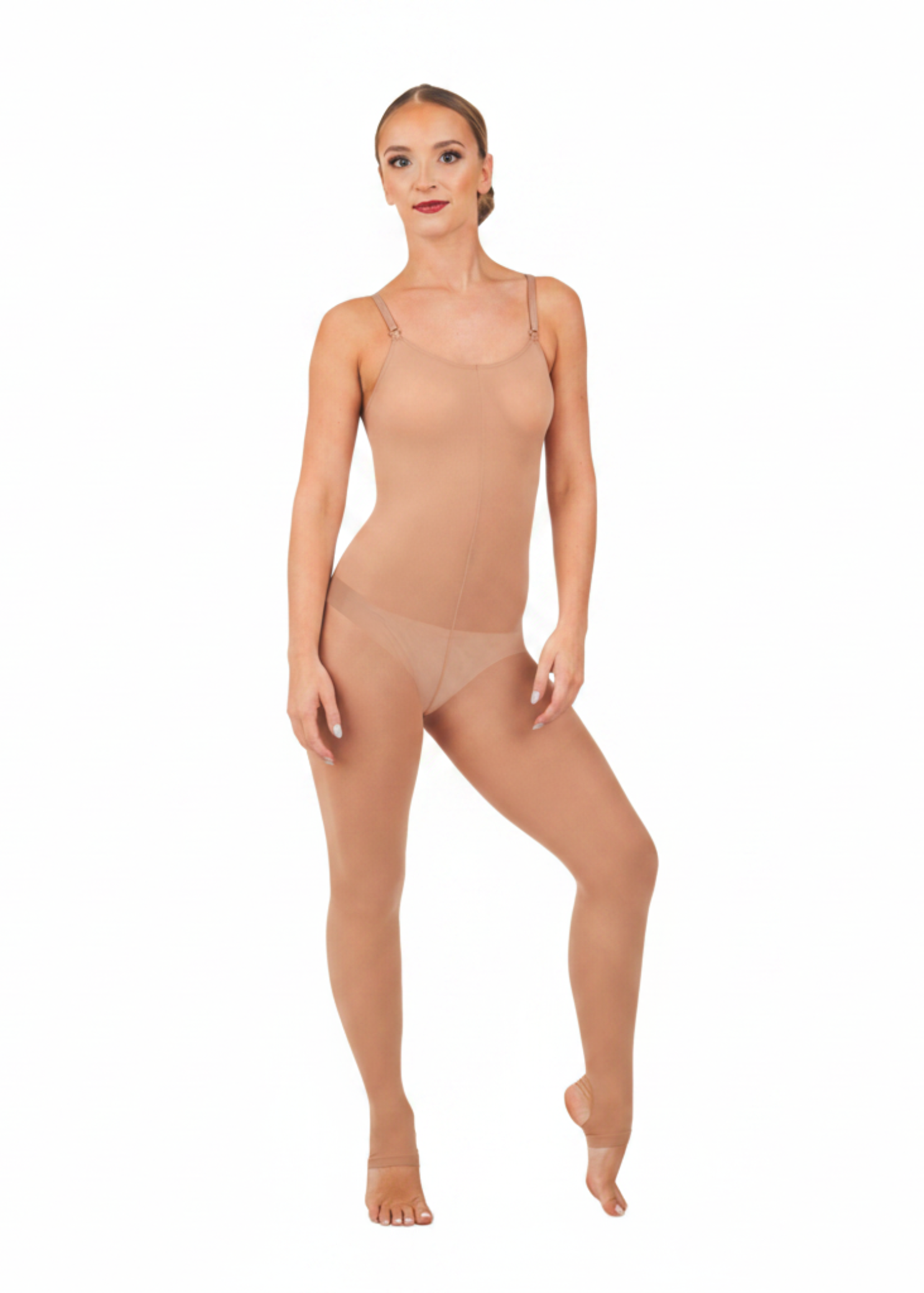 Stirrup Body Tight Adult Size Light Suntan front view