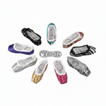 Mini patterned pointe shoe keychain with detailed design and durable key ring