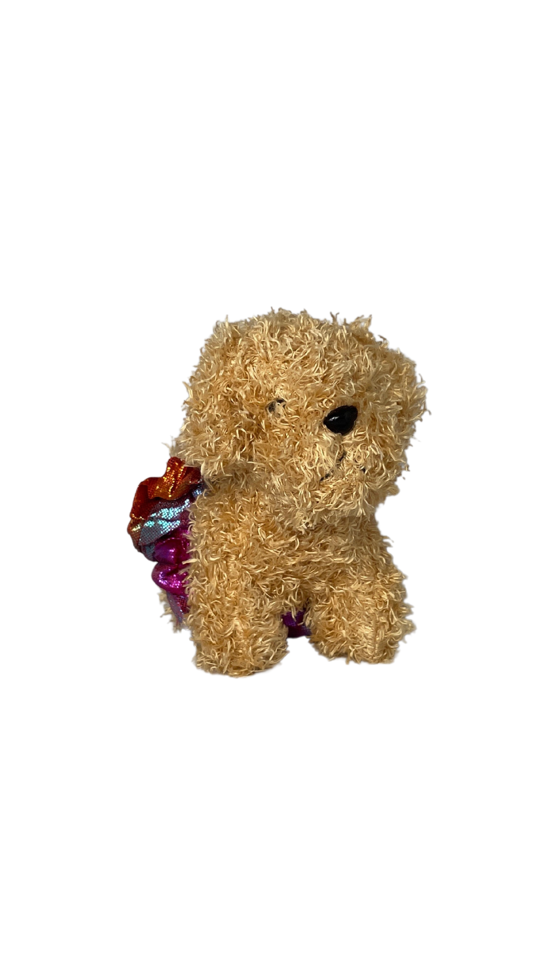 Brown 5-inch plush terrier wearing a tutu with soft fabric and detailed expression