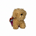 Brown 5-inch plush terrier wearing a tutu with soft fabric and detailed expression