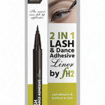 FH2 2-in-1 lash and dance adhesive liner in Black, front view showing felt-tip pen applicator beside retail card packaging