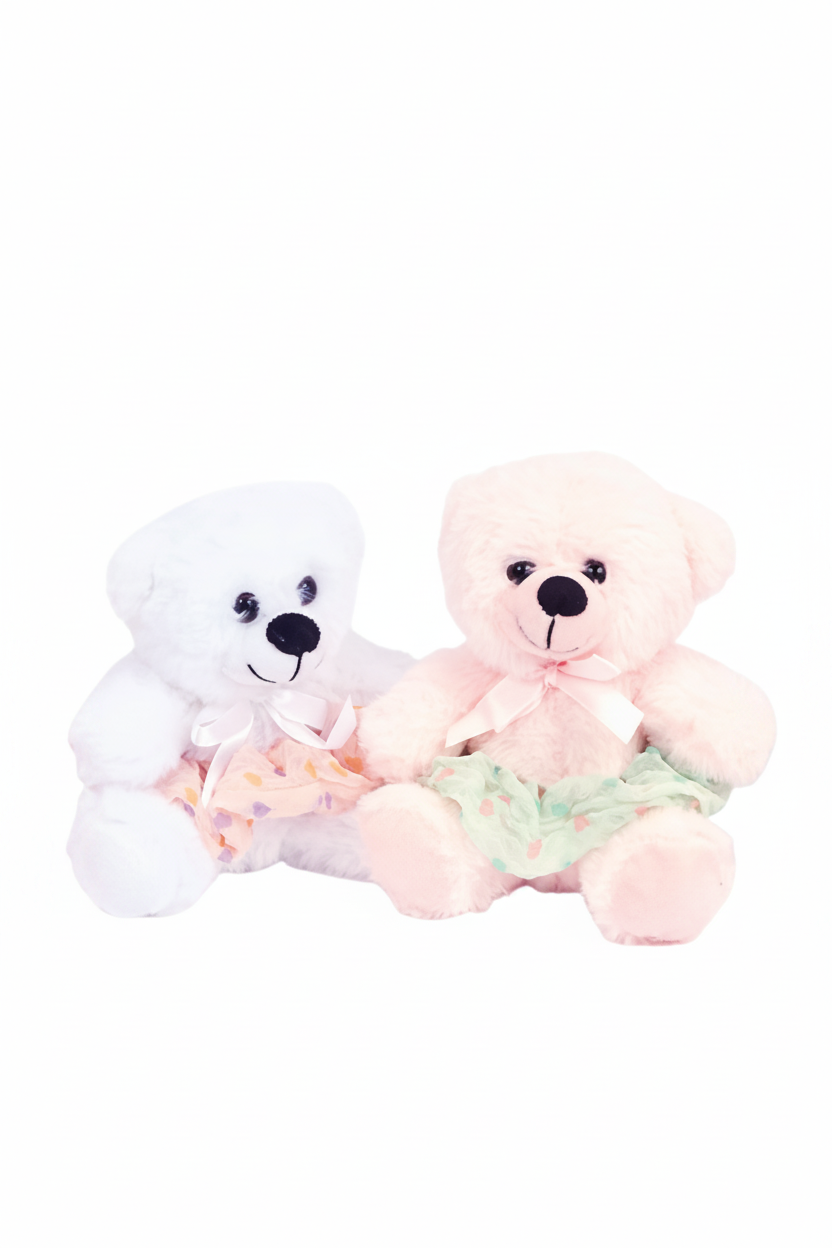 White soft cuddly plush bear with durable construction and dance-inspired charm