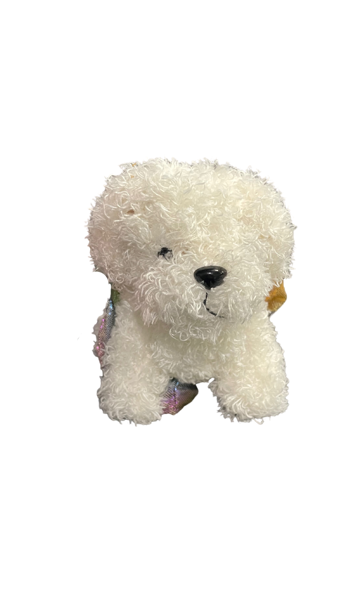 White 5-inch plush terrier wearing a tutu with soft fabric and detailed expression