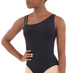 Asymmetric Leotard Black front view