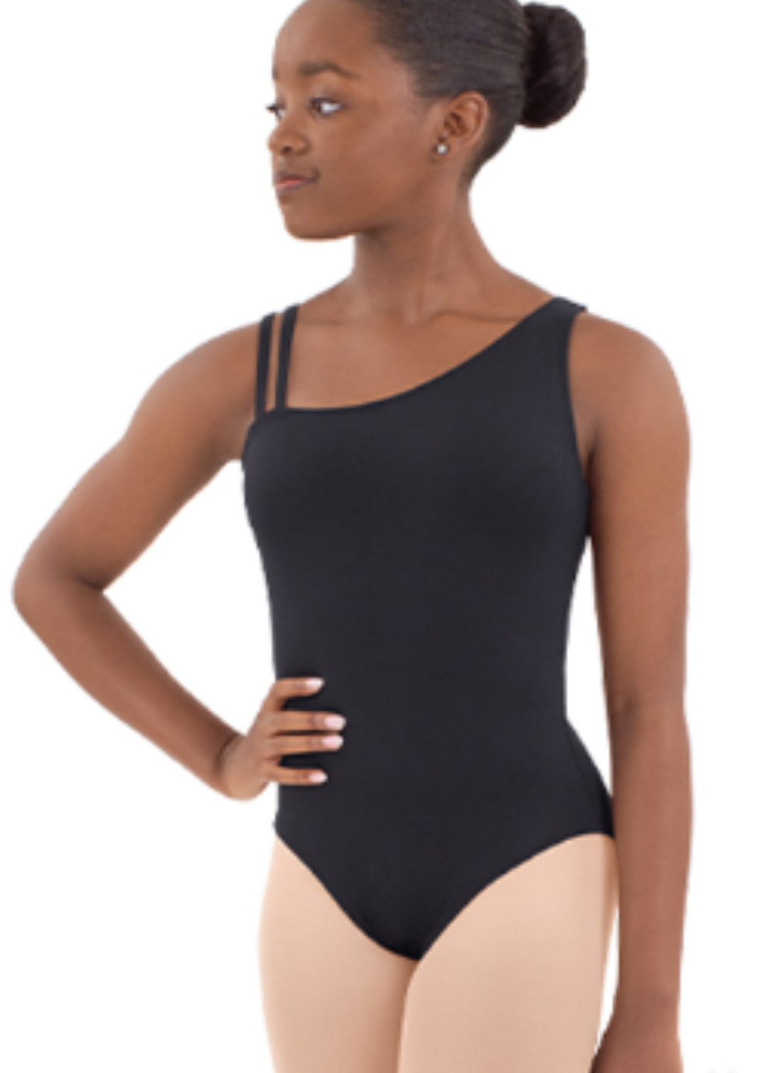 Asymmetric Leotard Black front view
