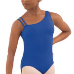 Asymmetric Leotard Royal front view