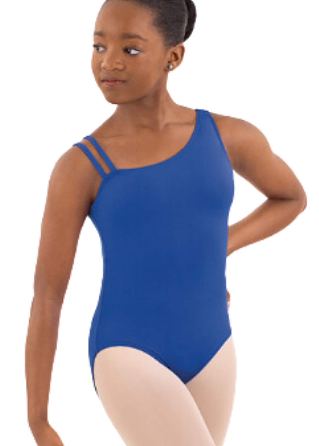 Asymmetric Leotard Royal front view