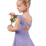 Bow Back Cap Sleeve Dress Lavender front view