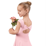 Bow Back Cap Sleeve Dress Pink front view