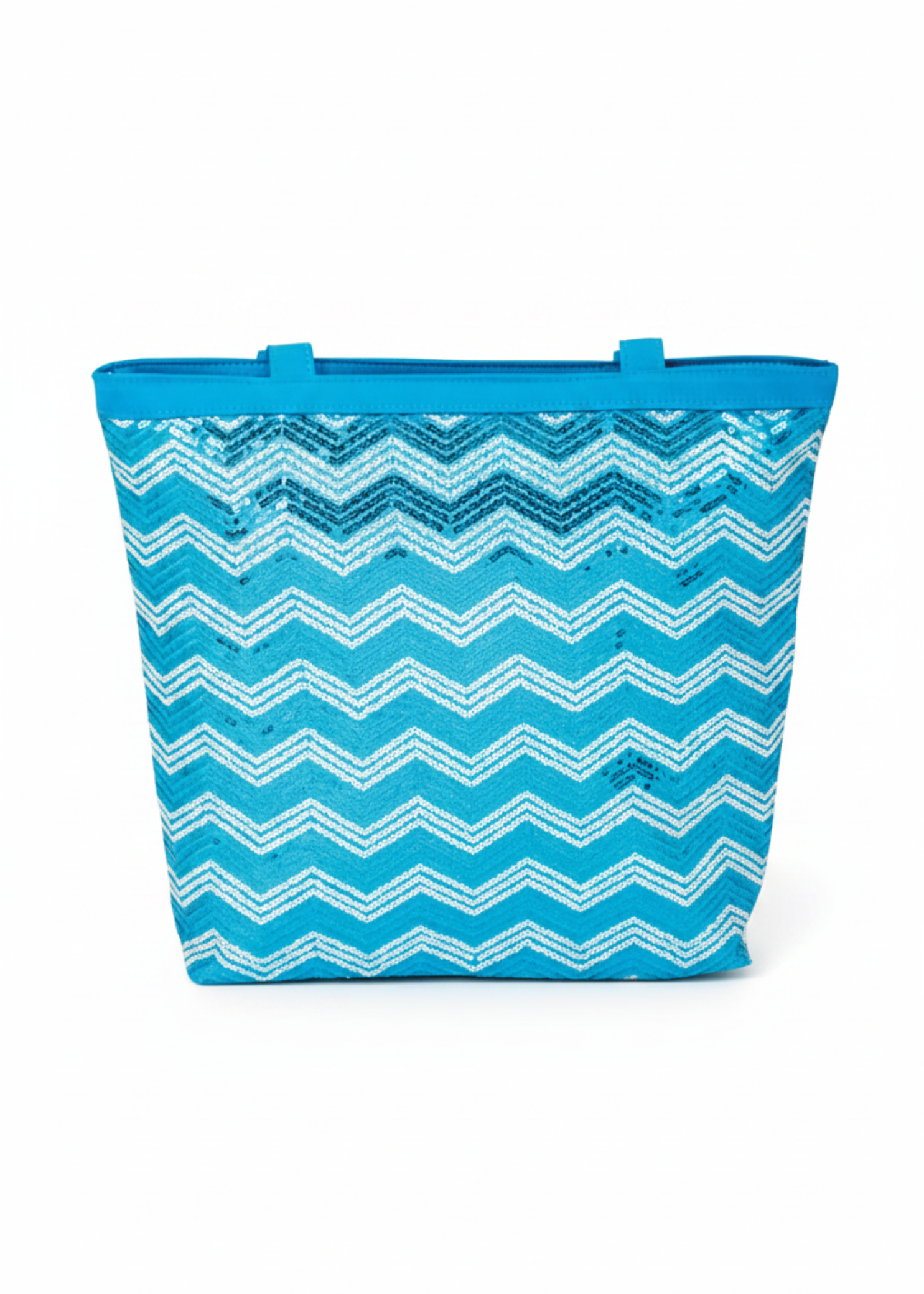 Chevron Tote Turquoise front view