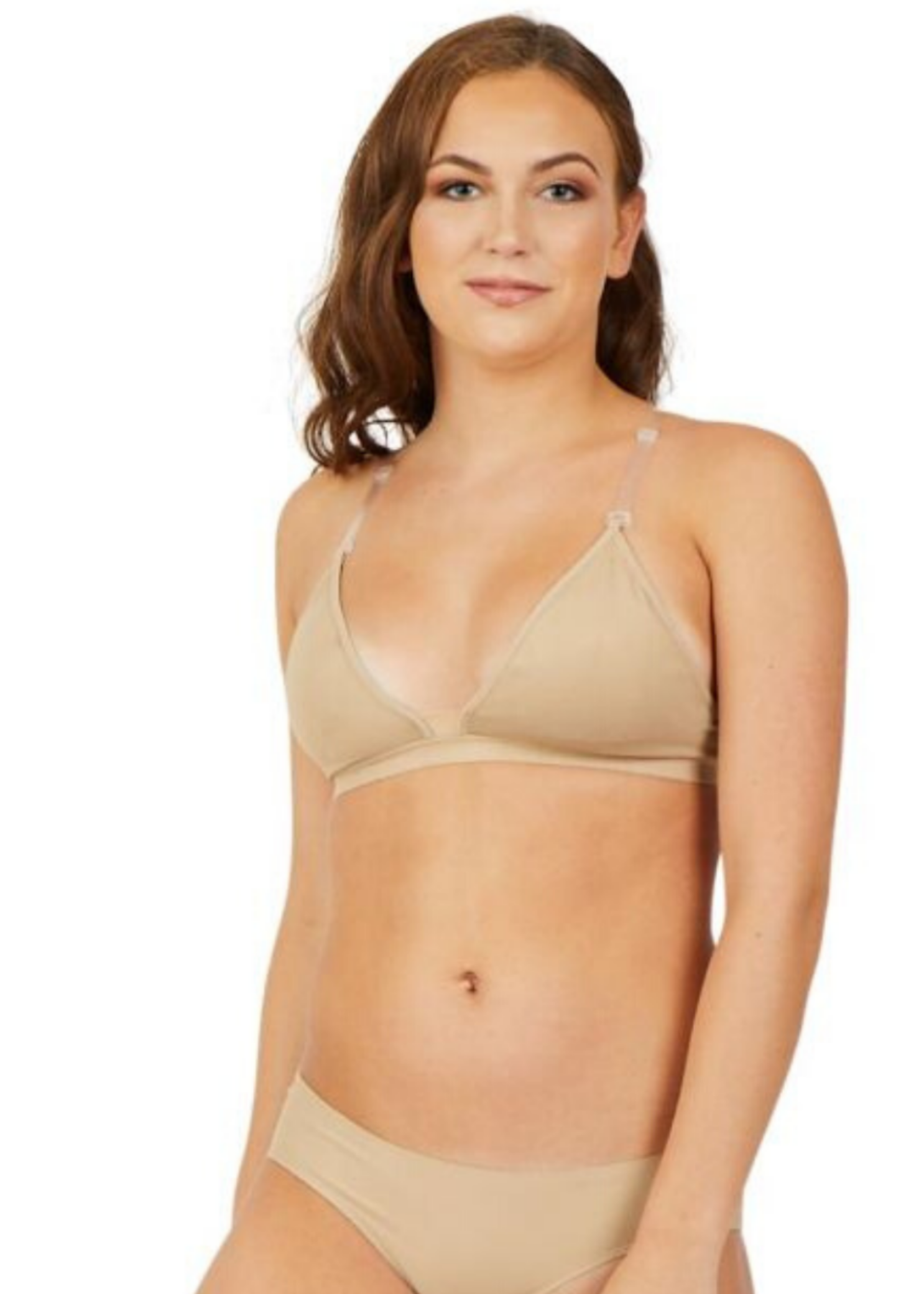 Deep Neck Bra Nude front view
