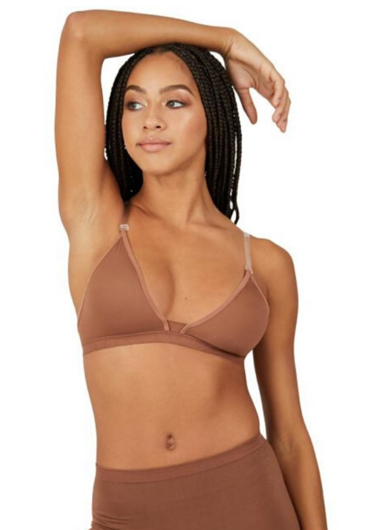 Deep Neck Bra Mocha front view